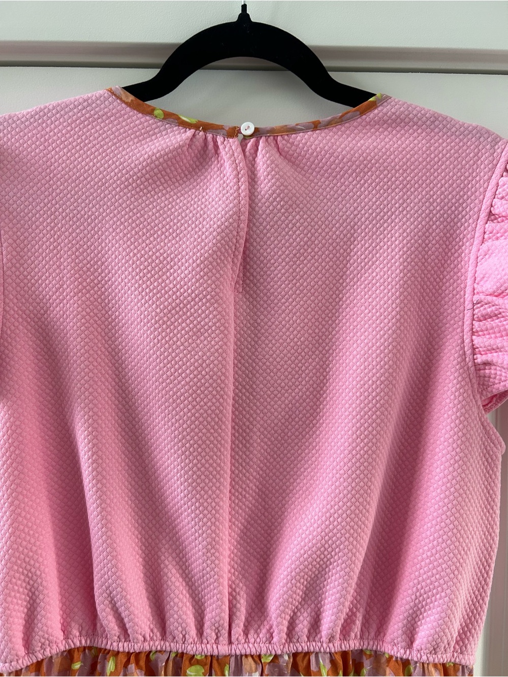 Voy NWOT Pink Multi Floral Mixed Fabric Ribbon Accents Dress Sz M - Picture 8 of 8